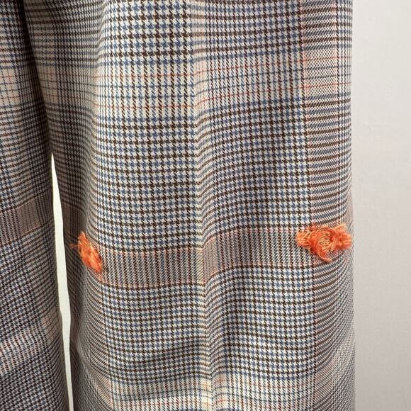 Nina Ricci Plaid Wool Trousers with Orange Fringe Embroidery Size 40 NWT Classic - Picture 9 of 11